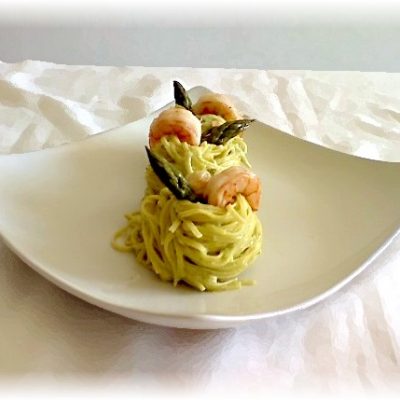 foto Tagliolini con asparagi e mazzancolle